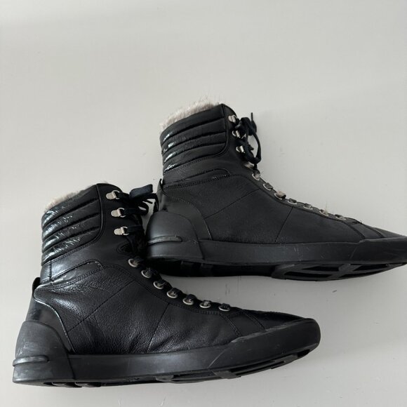 Hugo Boss Leather Rabbit Fur Lined men\'s boots, Size 44